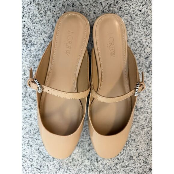 J. Crew Mary Jane mules CA763 Nude Patent Crystal Buckle Embellished 7.5 - Picture 2 of 5
